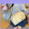 Pooh Bear Plush Doll Decoration Women Tote Bag With Transparent Compartment For Daily Casual Use