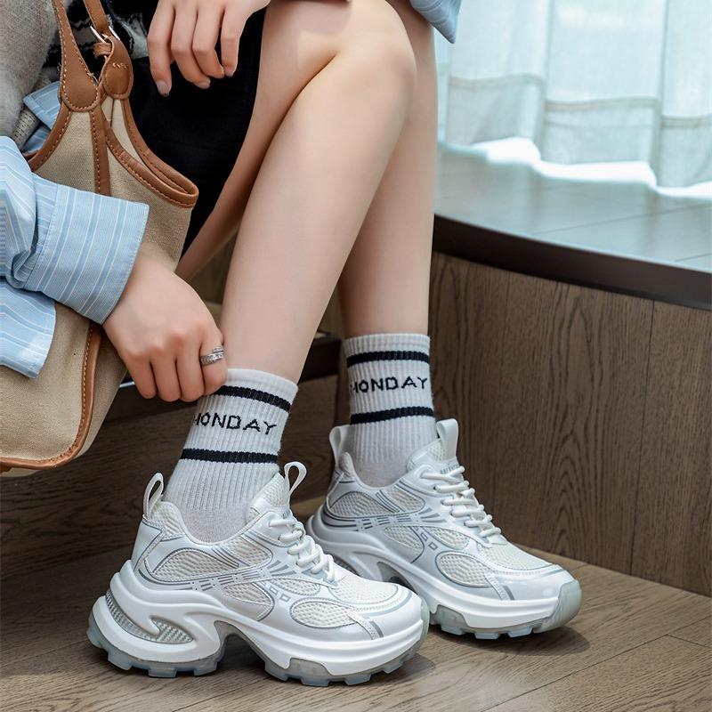 Mesh platform dad shoes women's autumn new height increase and thinness breathable muffin bottom casual sports shoes
