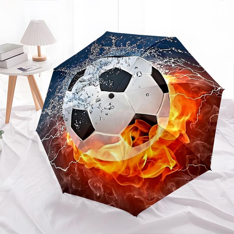 1 pièce Ballon de Football Électrique avec Conception Pliante à Ouverture Automatique, Parapluie d'Extérieur à Structure en Fer à 8 Bâtons, Cadeau Parfait pour les Fans, les Voyageurs, Usage Quotidien,