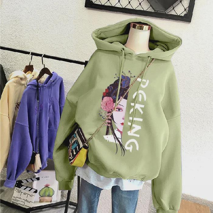 Women's Autumn/Winter Loose Hooded Sweater - Plus Velvet, Thickened, 250g, Official Colors