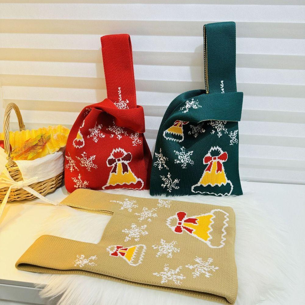 

Большая вместительная сумка на запястье с узлом, Рождественская шляпа, большая сумка, многоразовая вязаная сумка для студентов