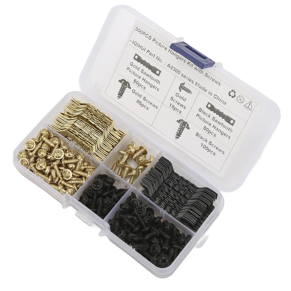 100 τεμ. 4 χιλ. Διπλές Οδοντωτές Κρεμάστρες Εικόνων με 240 τεμ. Κιτ Βιδών για Κρέμασμα Φωτογραφικής Κορνίζας Ρολογιού