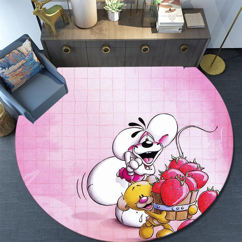 Diddl the Jumping Mouse3,Round Area Rug,Carpet Rug for Living Room Bedroom Sofa Playroom Decor,Non-slip Floor Mat