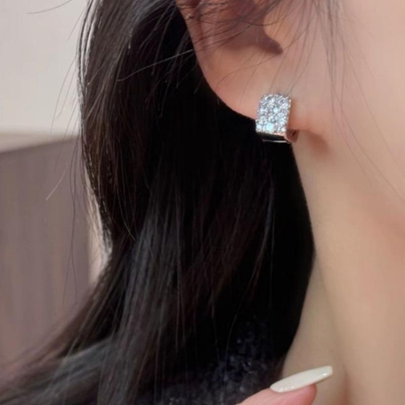 Exquisite Square Stud Earrings - High-End, Double-Sided Luxury Earrings for Women, Versatile and Trending for a Stylish Look.