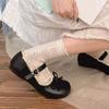 Women's Spring/Summer Round-Toe Retro Bow Flat PU Leather Mary Jane Shoes with Solid Color French Soft Sole
