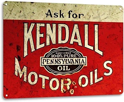 Tin Sign For Kendall Motor Oil Logo Gas Garage Retro Vintage Look Rustic Wall Decor Metal Sign in 20x30cm(7.8x11.8inch)