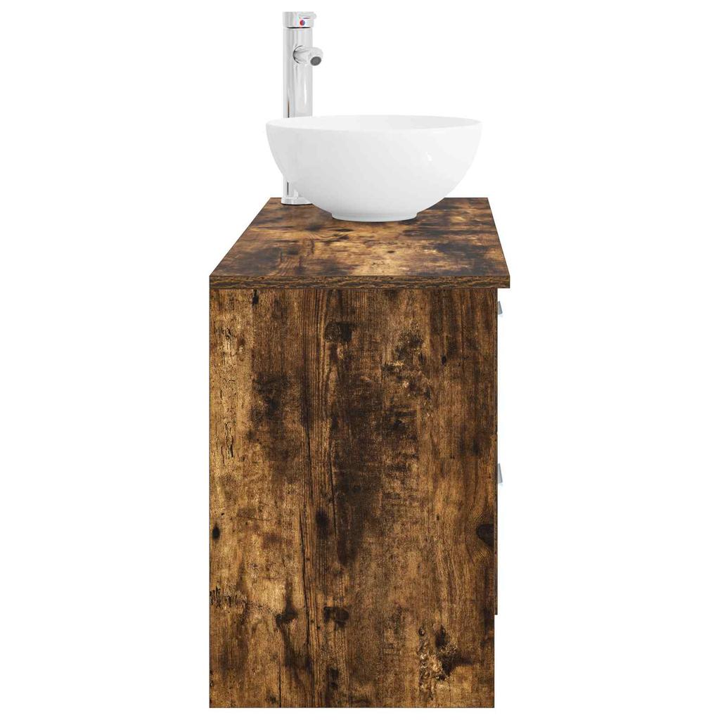 Bathroom Furniture Set 2 pcs Smoked Oak Wood Based Material