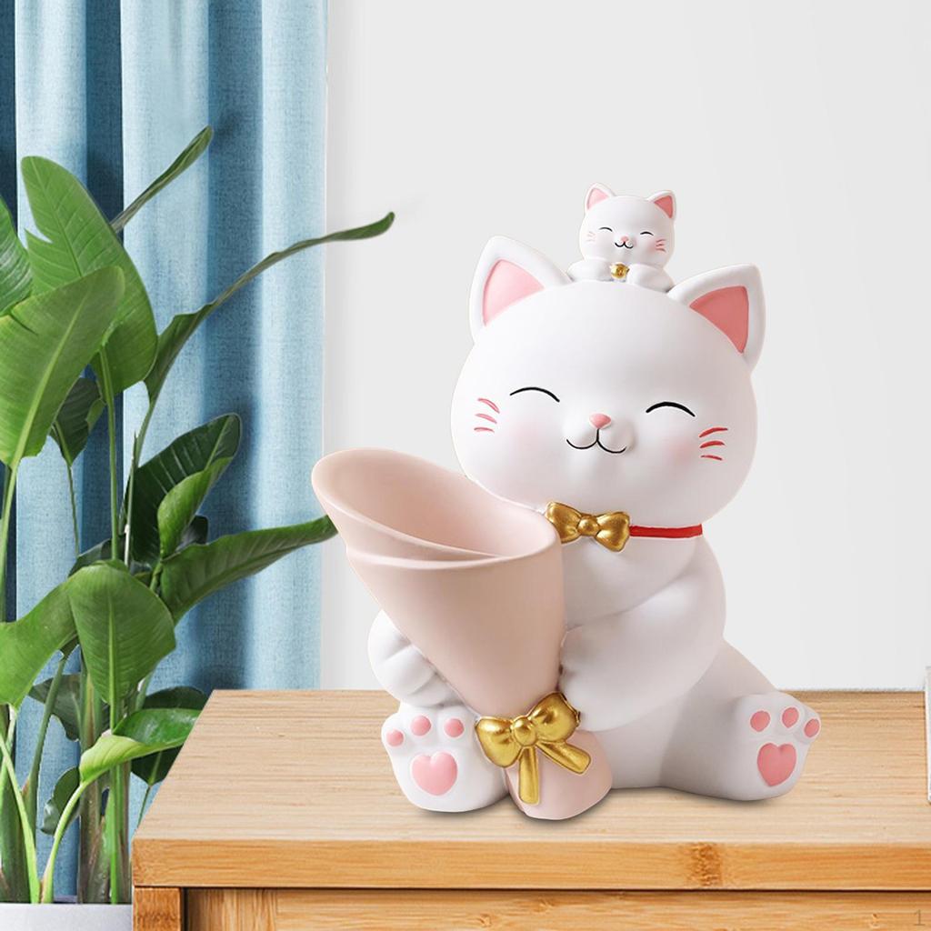 Minimalist Resin Cat Statue Figurines Planters Flower Pot Indoor Arrangements Vase for