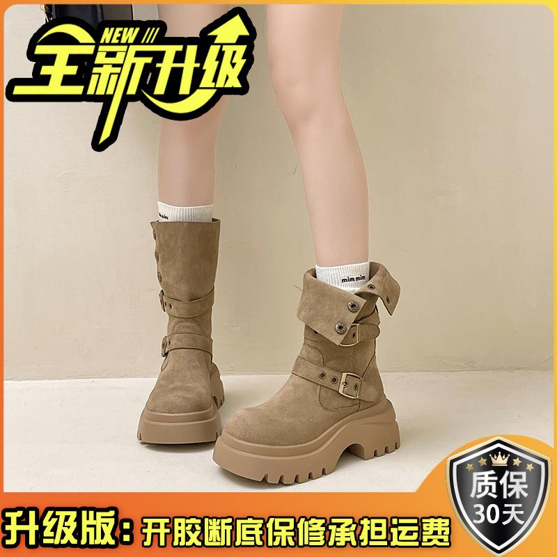 Retro thick-soled heightened two-wear women's Martin boots autumn and winter fashion versatile belt buckle new fashion boots short boots