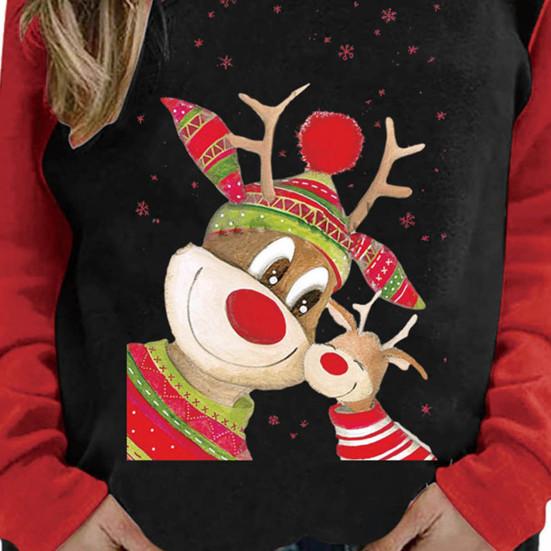 Chemisier femme noël cerf couleur bloc automne dessin animé cerf manches longues