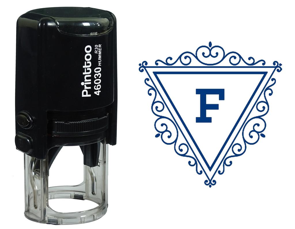 Printtoo F Alphabet Swirl Border Triangle Monogram Initial Self Inking Rubber Stamp Office