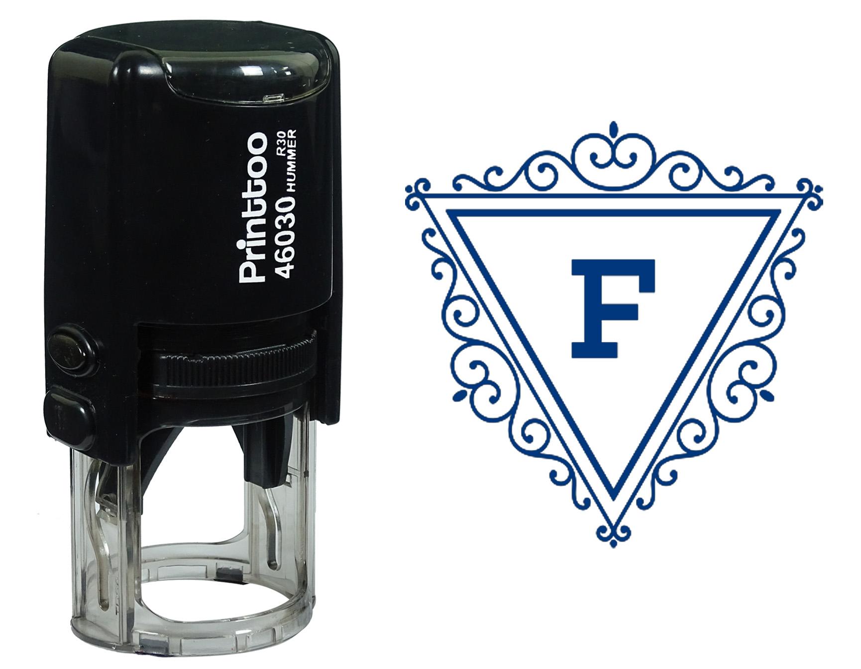 

Printtoo F Alphabet Swirl Border Triangle Monogram Initial Self Inking Rubber Stamp Office 30 mm Diameter (Approx) синій