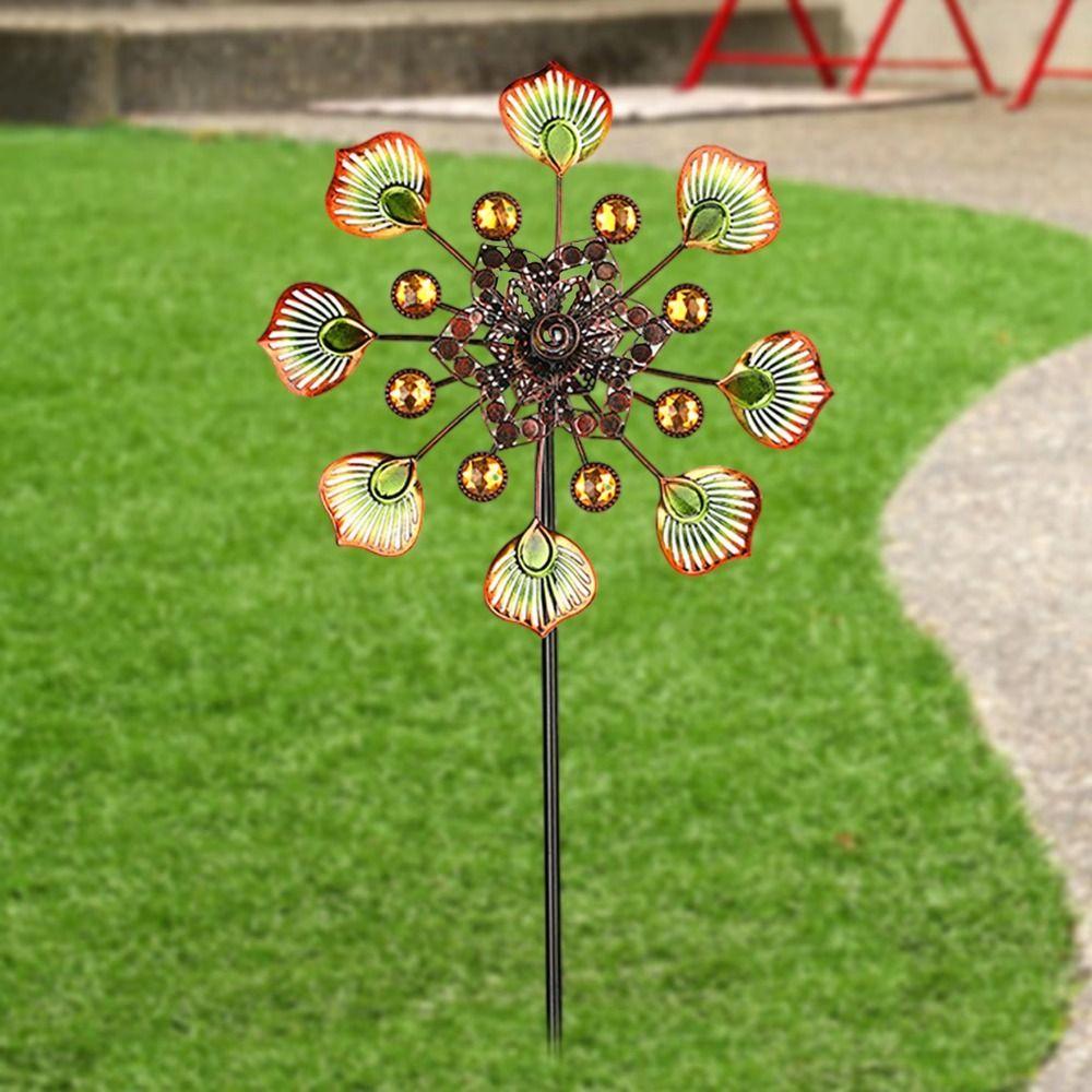 Removable Wind Collectors Rotator Iron Art Metal Windmill Gardening Plug  Courtyard