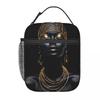 Golden Serenity African Woman Art Insulated Lunch Bag for Women Children Portable Food Boxes Thermal Lunch Box Tote