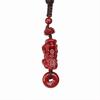 Vermilion Pixiu Peace Buckle Pendant Keychain with Purple Gold Sand Charms for Men & Women
