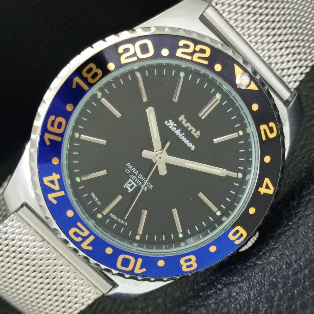 

HAND-WINDING VINTAGE HMT KOHINOOR INDIAN MENS TURNABLE BEZEL WATCH a702068-5 R208-a702068