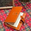 Yellow Brown Regular A8 / M5 Size Rings Planner Cowhide 5-hole Mini Notebook with 15 MM Rings Organizer Journey Diary