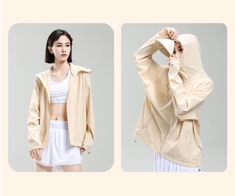 Women's Anti-UV Ice Silk Hooded Windbreaker - Breathable, Elastic, and Sun-Protective Summer Jacket for Climbing