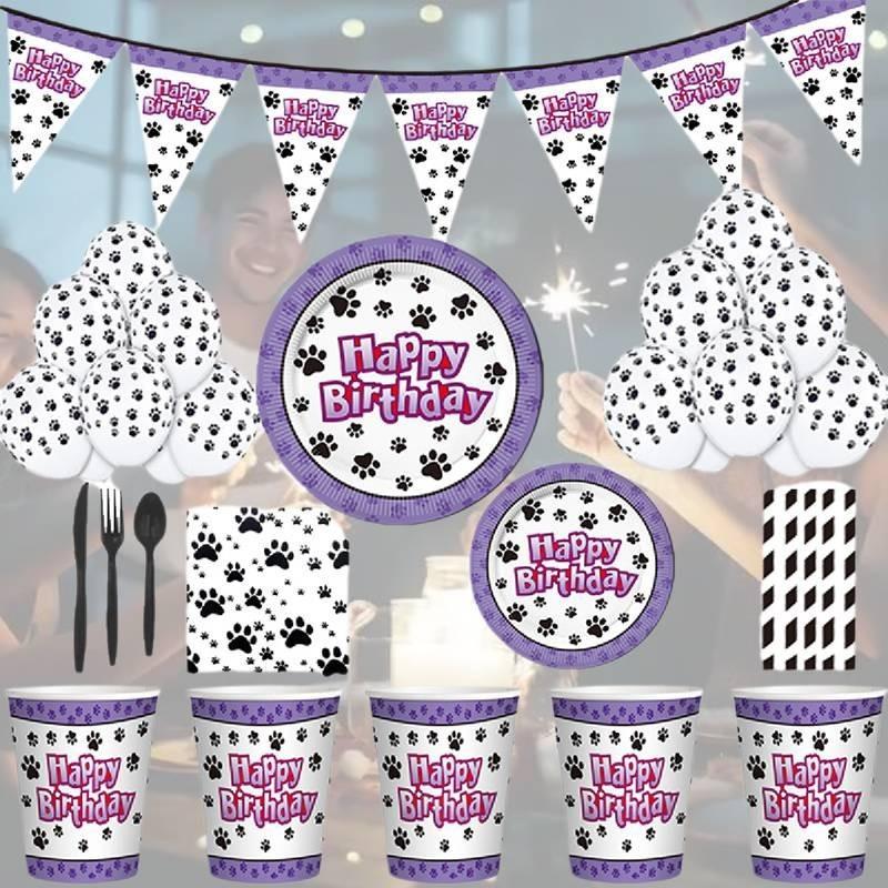 Puppy Dog Paws Party Supplies Tableware Plates Cups Tablecloth Banner Birthday
