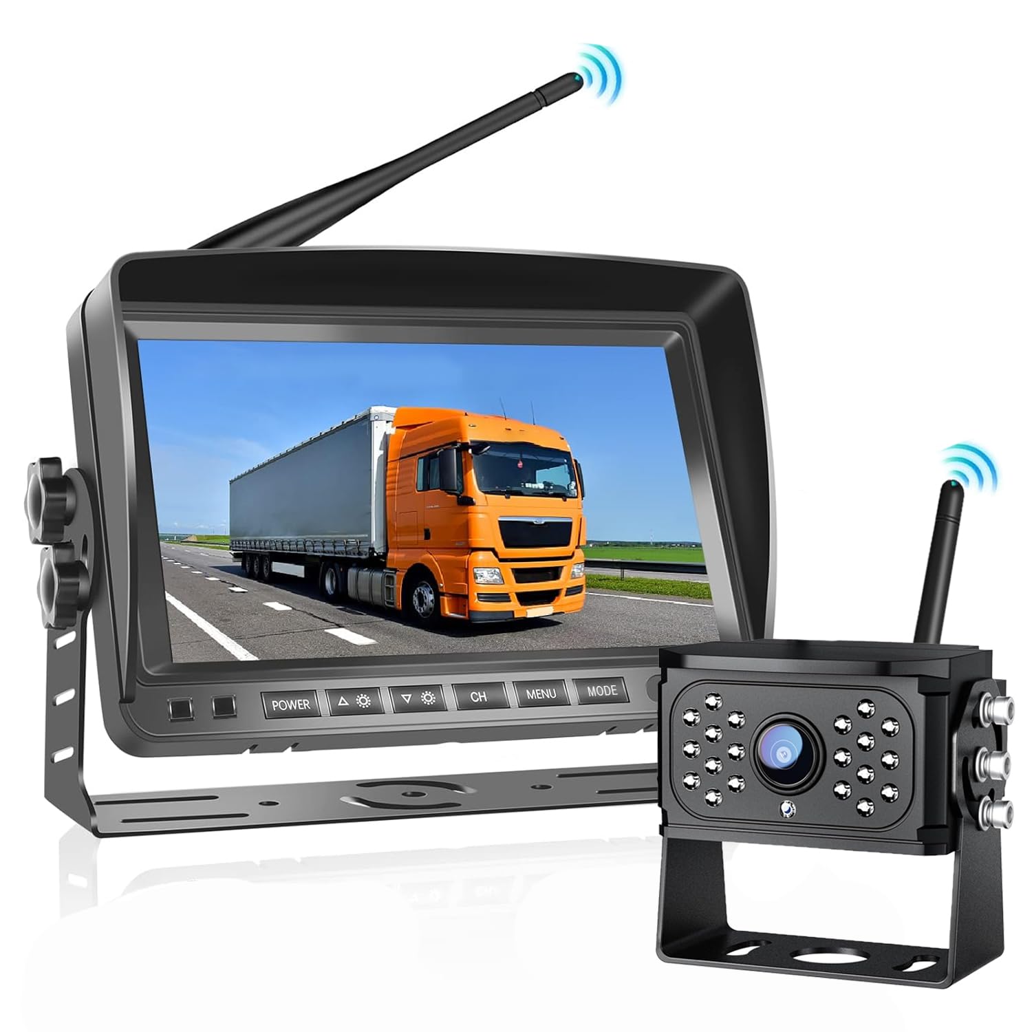 

Stynxro Беспроводной монитор камеры заднего вида Монитор с видео Беспроводной задний вид Широкий HD Переключаемый между нормальным и зеркальным Парковочные направляющие линии Двойной чёрный