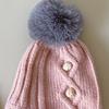 2 Pcs Kids Winter Hat Scarf Set Soft Cable Knitted Pom-Pom Hat Warm Scarf Set for Boys Girls Toddlers