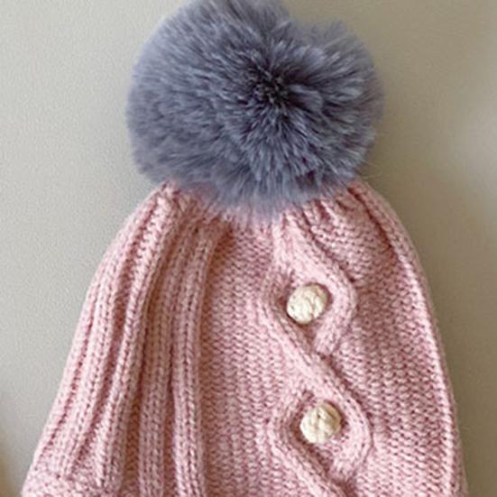 2 Pcs Kids Winter Hat Scarf Set Soft Cable Knitted Pom-Pom Hat Warm Scarf Set for Boys Girls Toddlers
