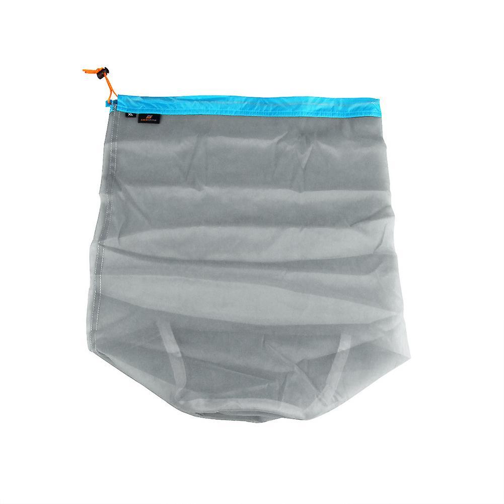 Ultraleichter Mesh-Sack mit Kordelzug für Outdoor-Reisen, Wandern, Camping, Aufbewahrungstasche(Blau XL)
