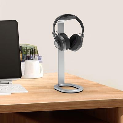 Universal Headphones Stand Aluminum Alloy+Silicone Gaming Headset Bracket Desktop Display Shelf with Anti-slip Base Space Saving