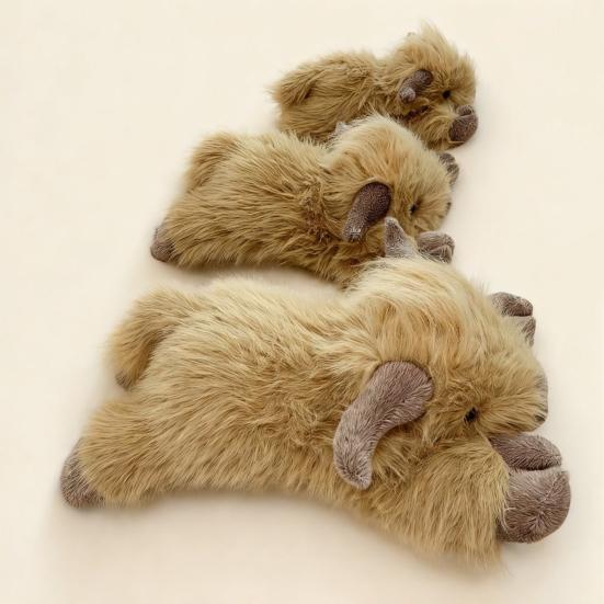 Highland Cow Plush Toy Long Hair Scottish Cattle Stuffed Animal Soft Cuddly Farm Decor for Kids Collectors