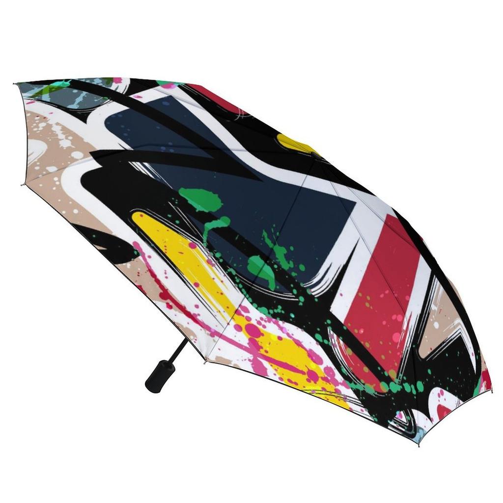 1 Pack Automatic Umbrella Offering Windproof Support And Uv Protection With Portable Design And Graffiti Inspired Aesthetic