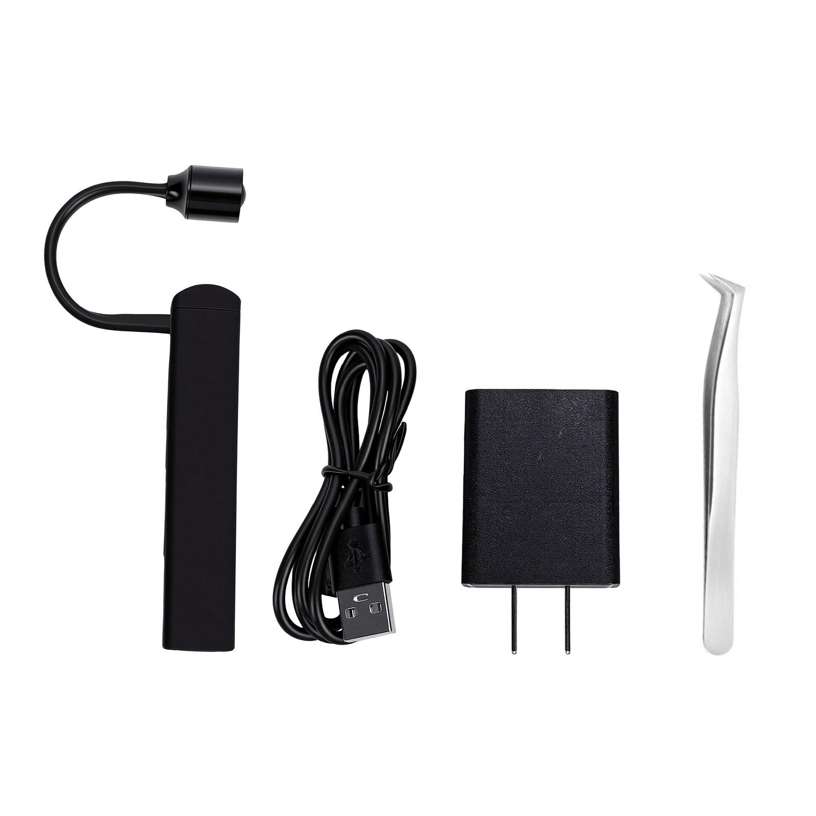 Lampe Manuelle pour Extension de Cils, Sans Fil Rechargeable, Polymérisation Rapide, LED 1W 395nm, Lumière pour Cils avec Pince à Épiler pour Usage Professionnel