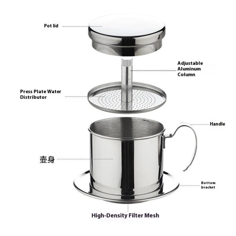 Coffee Filter Small French Press Portable Stainless Steel Vietnamese Coffee Pot For Pour Over Barista Maker Reusable Dripper
