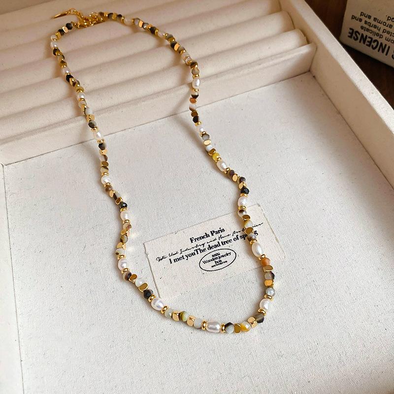 French Vintage Baroque Pearl Necklace Summer Niche Premium Sense Clavicle Chain Light Luxury Versatile Necklace Women