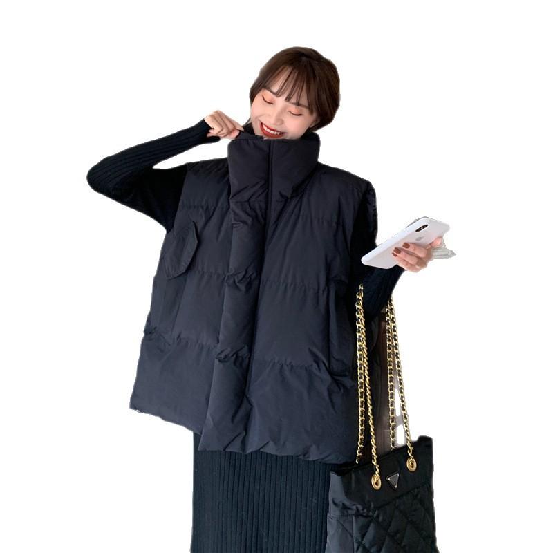 Down cotton vest women's autumn and winter outer wear new loose vest vest jacket trendy and warm