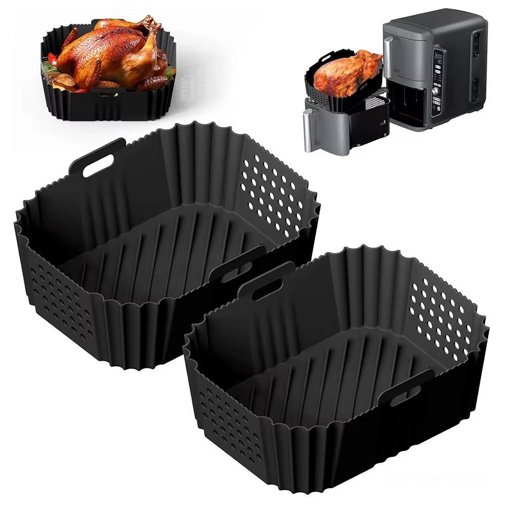 Air Fryer Silicone Liners for Ninja SL401/DZ201/DZ401/DZ550 Thickening Rectangle Double Stack Basket Air Fryer Accessories