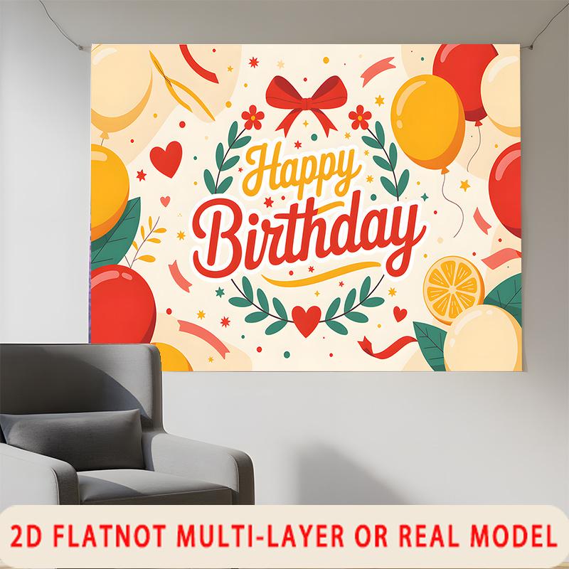 Party Backdrop Flat Balloons Flowers Multi Layered Celebrations Photo Booth Background Front Door Decor
