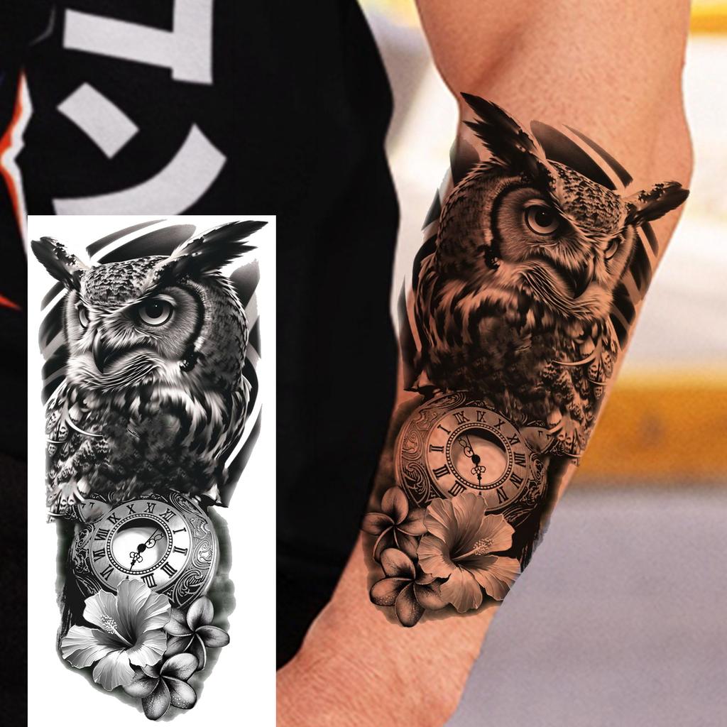 1 Sheet Realistic Lion Owl Tiger Temporary Tattoos Waterproof Long Lasting Fake Tattoo Sticker For Men Women Adults Temp Tatoos