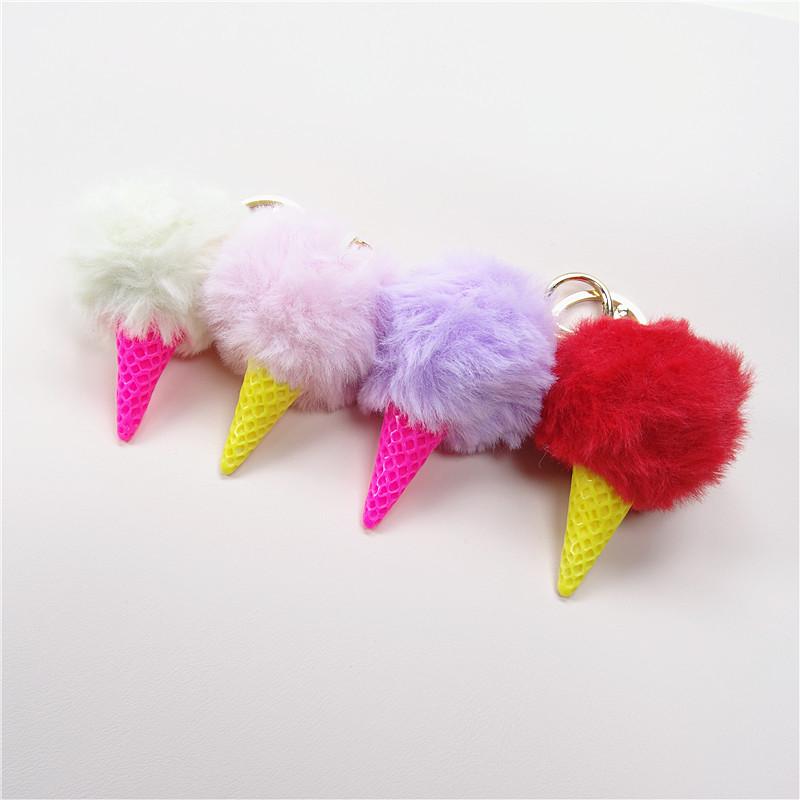 Adorable Ice Cream Cone Keychain Plush Pendant - Creative Cartoon Gift