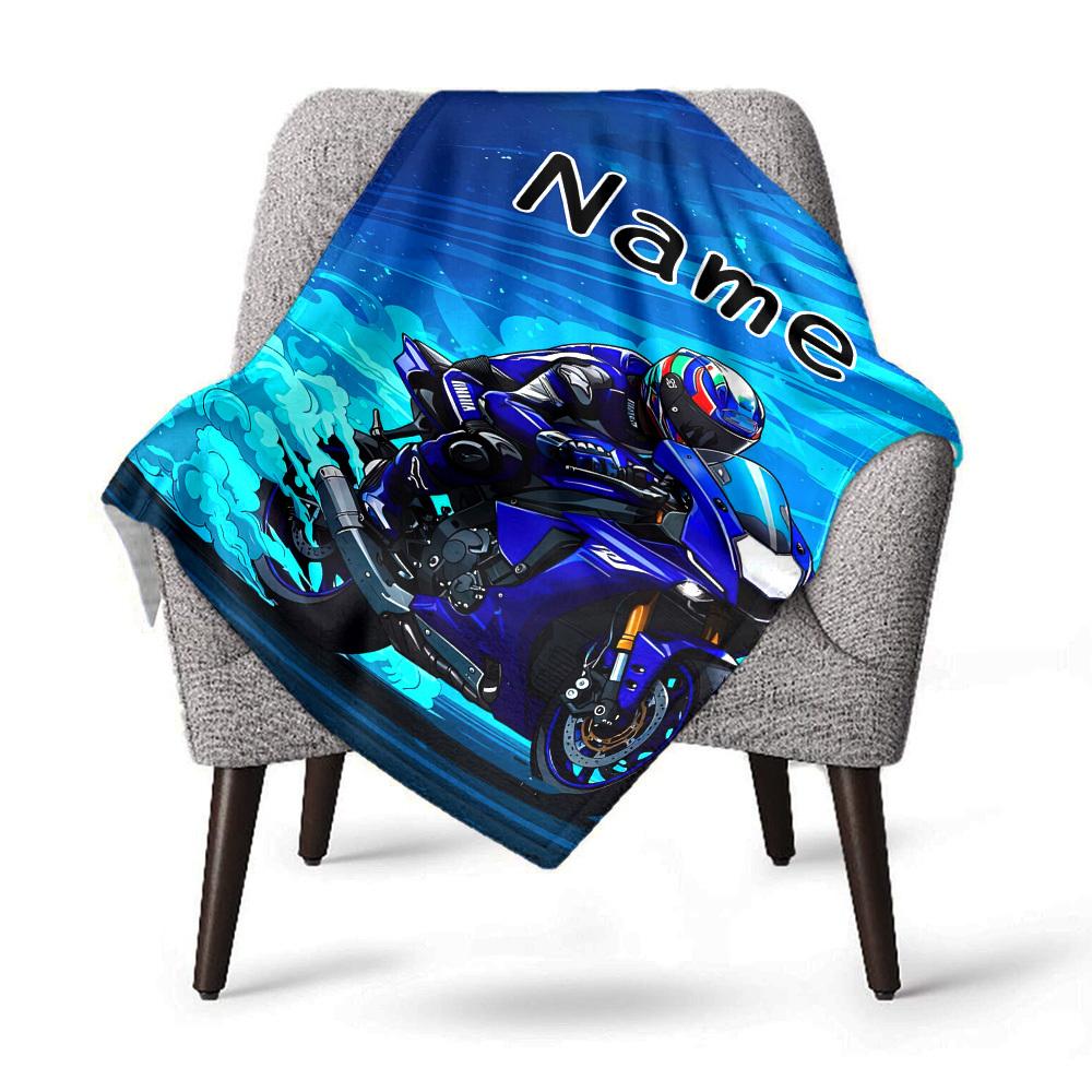 Motorcycle Racing Theme Home Customize Your Name Blankets Soft Lightweight Allseason Multipurpose Blanket For Picnics Couches Offices Beds Living