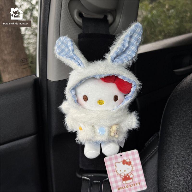 Snow Rabbit Hellokitty Genuine Car Seat Belt Shoulder Pad, Car Seat Belt Decoration, Anti-Neck Strangulation Car Interior Accessory