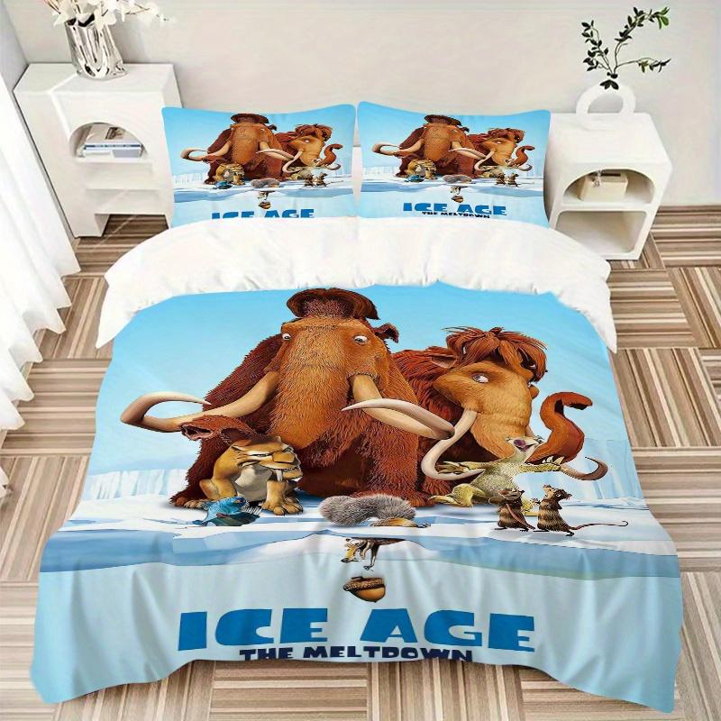 3pcs Ice Age The Meltdown Movie Poster Design Printed Bedding Set, Soft and Comfortable Quilt Cover for Bedroom, Guest Room (1 Duvet Cover +