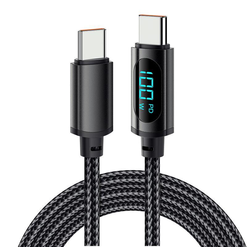 PD100W Type-C To Type-C Fast Charging Cable with Digital Display for Phones and Laptops