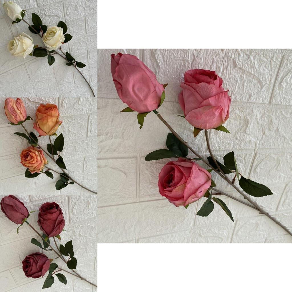 3head Long Branch Rose Artificial Flowers For Wedding Decor And Home Decorations