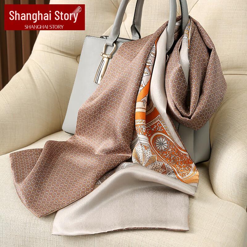 

Shanghai Story Women s 100% Silk Double-Sided Scarf 150x22cm