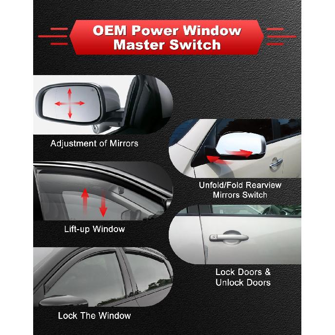 93570-C5010 Driver Side Power Window Master Switch Fits for 2015 2016 2017 2018 2019 2020 Soranto 2.0L 2.4L 3.3L Front Left Power Control Button Part
