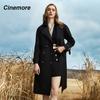 Cinemore Autumn Long Trench Coat for Women Casual Windbreaker Jacket Double Breasted Lapel Belted Overcoat Female Chic Lady Coat