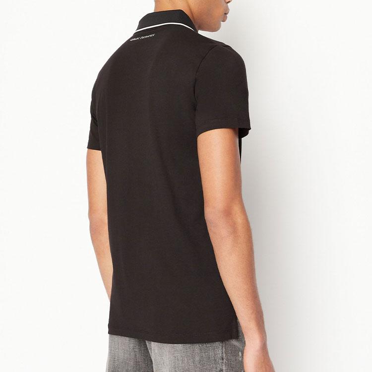 Armani Exchange SS23 Solid Logo Print Casual Short Sleeve Polo Shirt Men tops Black 3RZFFC-ZJDFZ-1200