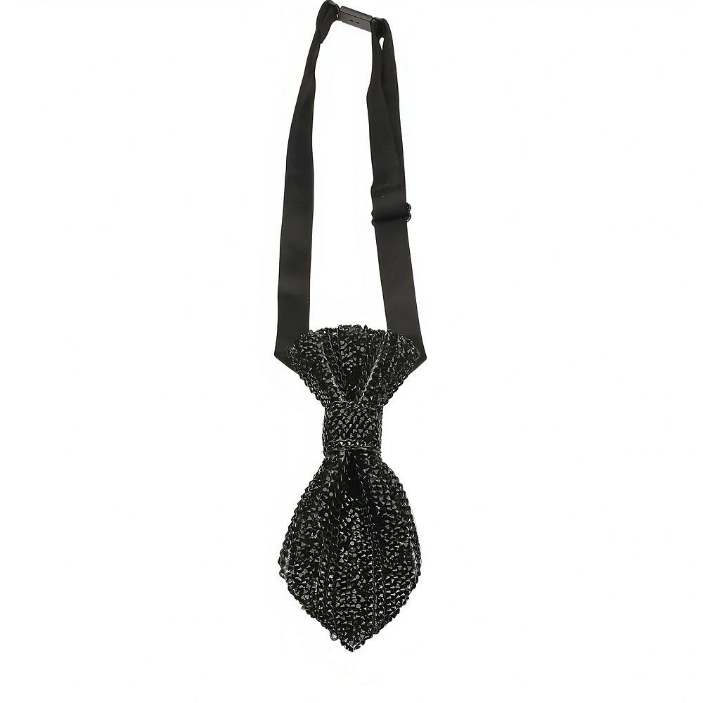 Trendy Luxury Crystal Neckties Adjustable Length Shining Sparkle Necktie Crystal Necktie Business чёрный