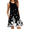 Women's Fashion Beach Dress Sleeveless Round Neck Floral Print Dress