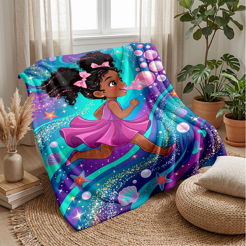Fairy In a Magical Garden Theme Blanket Lightweight Warm Flannel Blanket Decorative Throw Blanket for Home Decoration